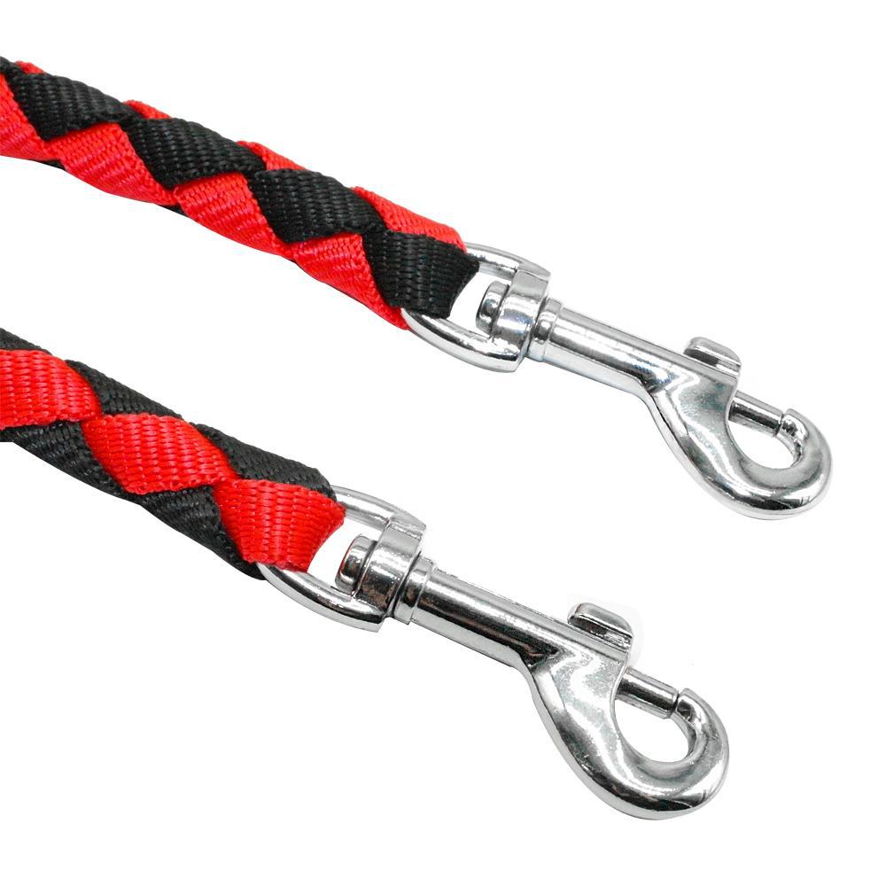 Double-headed braided rope lead for two dogs in 4 colour options