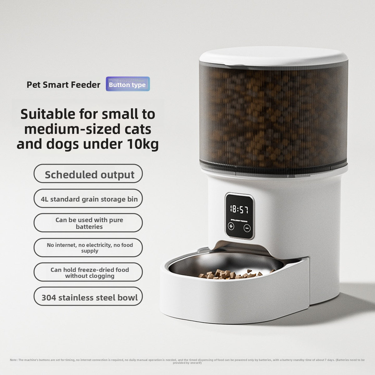 Automatic Pet Feeder with Wi-Fi Remote Control, Timed Feeding and Portion Control