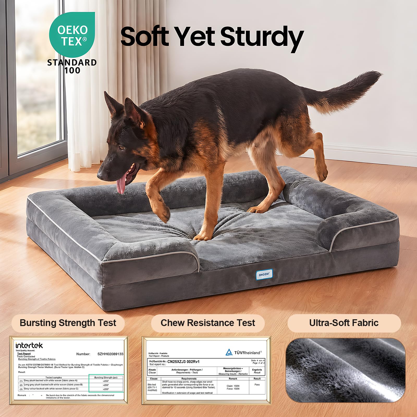 Orthopaedic Extra Large Dog Bed Couch, Memory Foam with Bolster