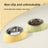 Slanted pet food bowl with stainless steel insert in light green, view 3