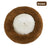 Round striped faux fur pet bed in dark grey for cats