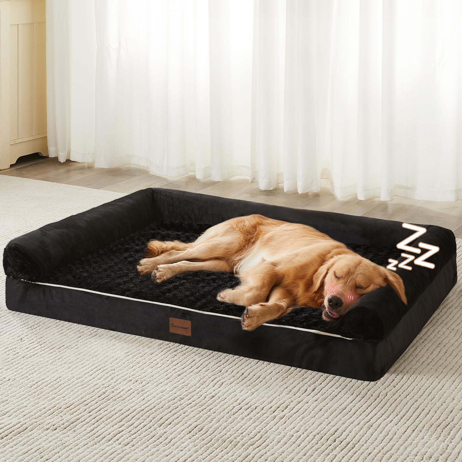Orthopaedic dog bed with bolsters