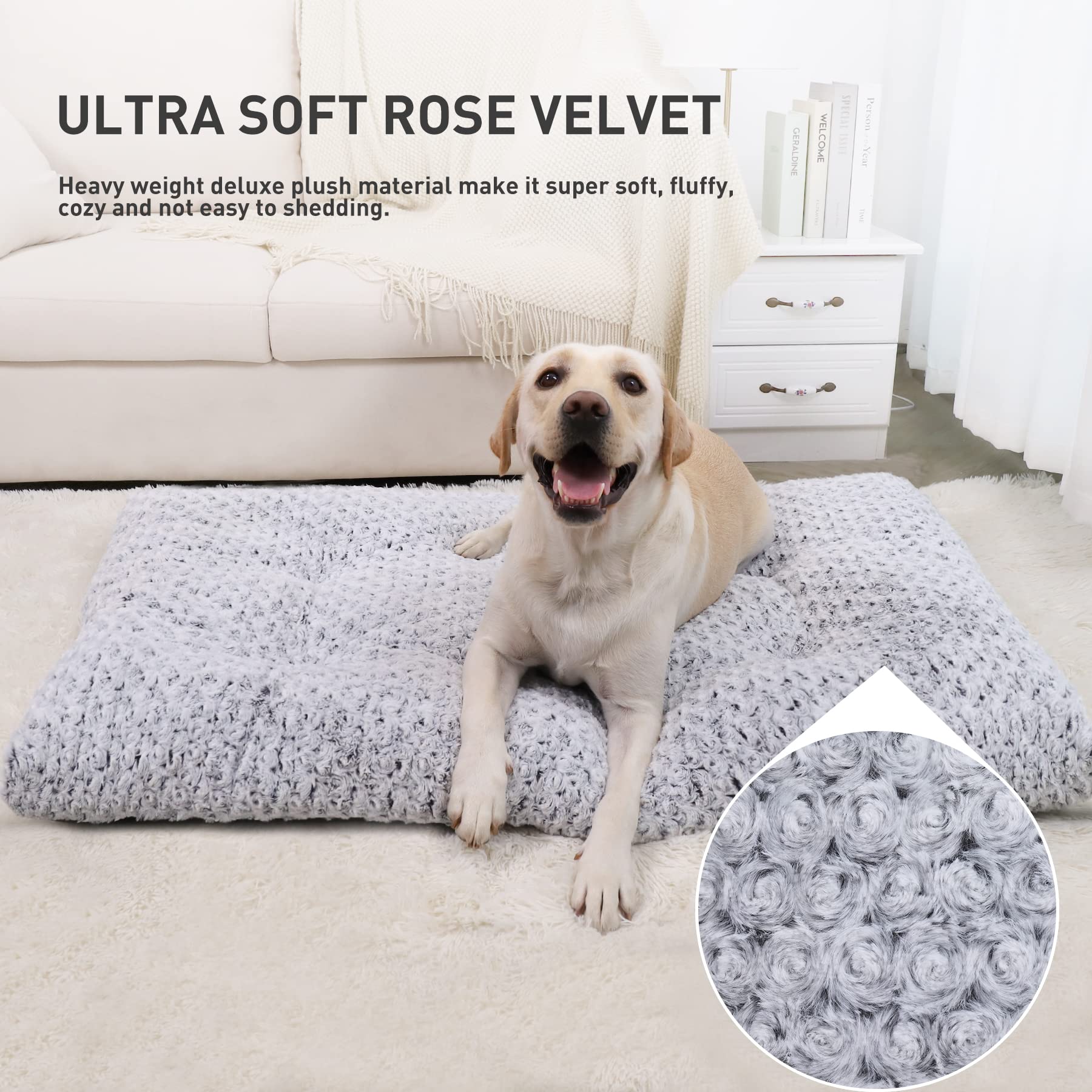 Washable Plush Dog Crate Bed for Medium Dogs, Soft Pet Mat 89 x 58 cm