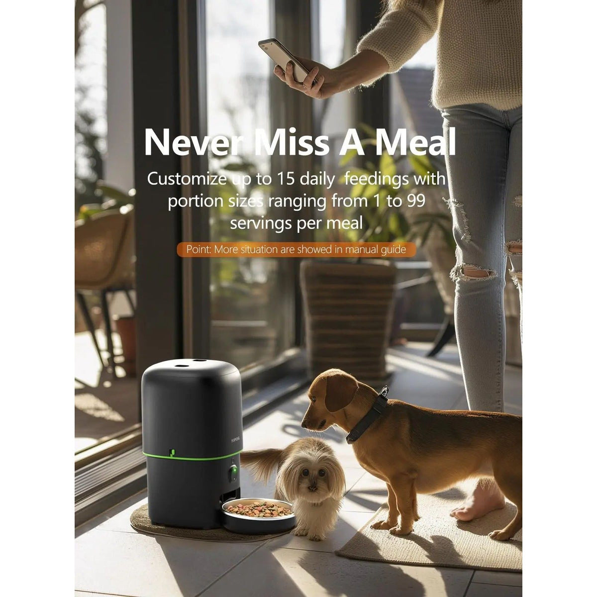Automatic Cat Feeder with WiFi App Control, Timed Portions and Optional Camera