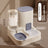 Cat Double Bowl Set with Water Dispenser, Ceramic or Steel