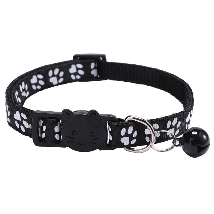 Colourful paw print cat collar with little bell, product image 1