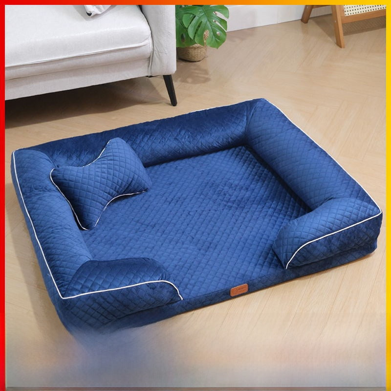 Plaid pet bed mat with pillow, detail photo 40
