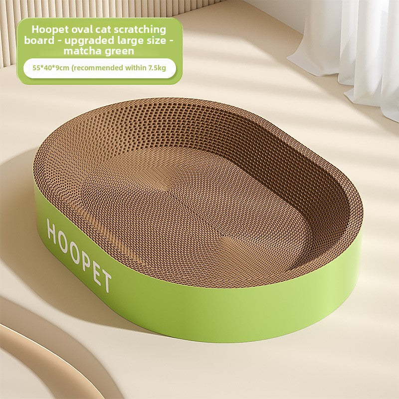 Oval corrugated cat scratching board bed in matcha green, view 6 of 11
