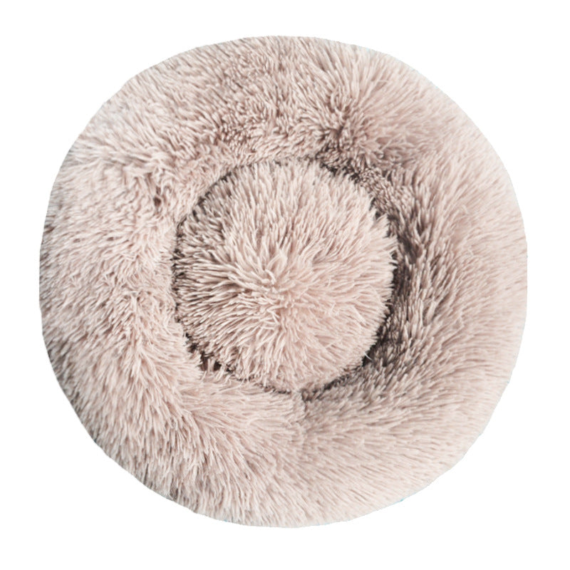 Round long plush nest bed for cats and dogs, detail photo 5