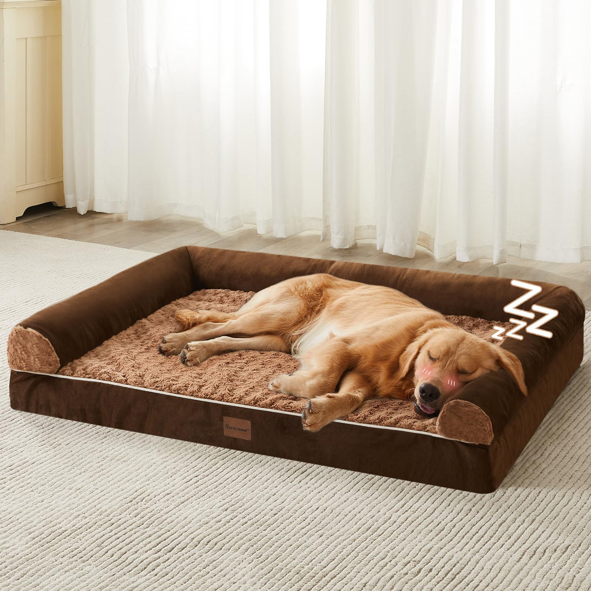 Orthopaedic dog bed with bolsters