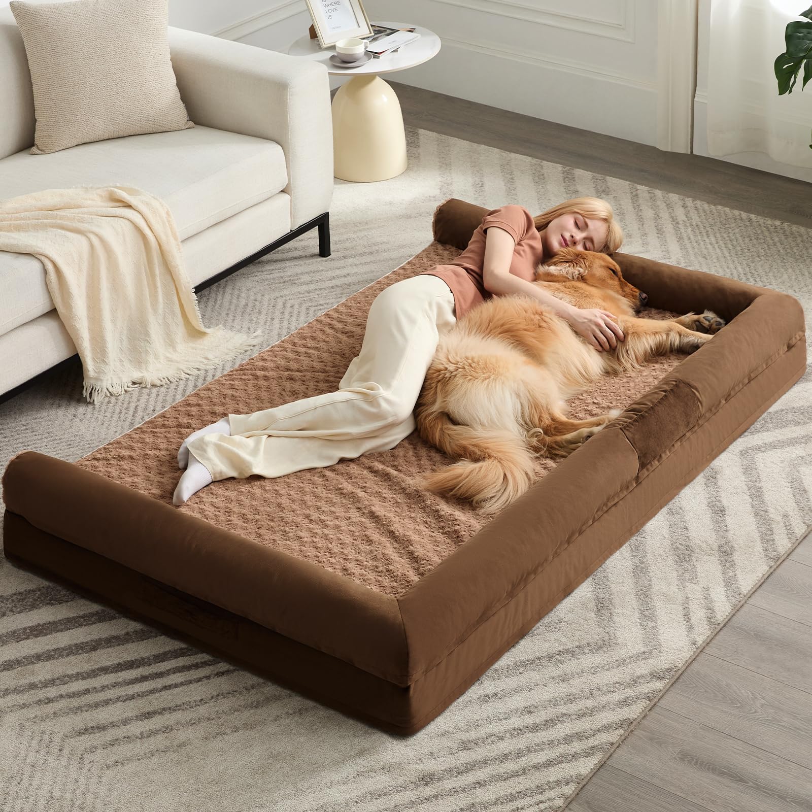 Orthopaedic dog bed with bolsters