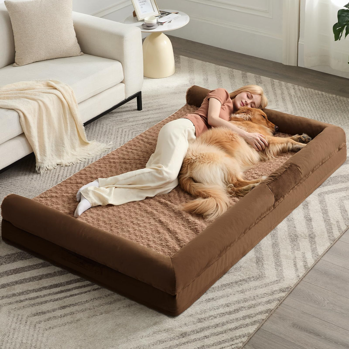 Orthopaedic dog bed with bolsters