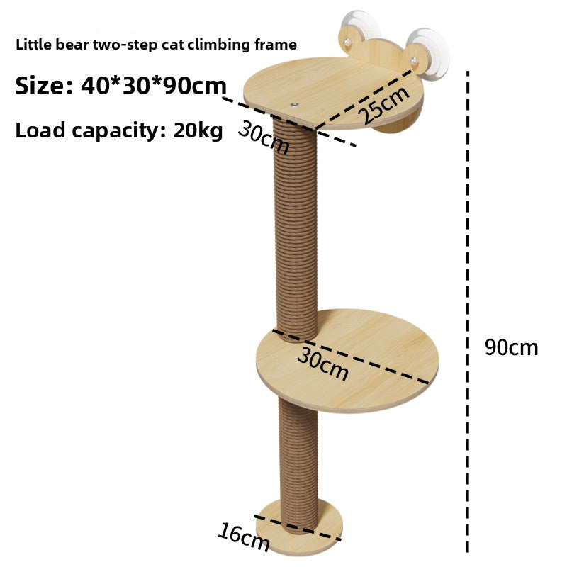 Suction cup window cat bed with clear capsule in Bear 2 Tier Window Climber