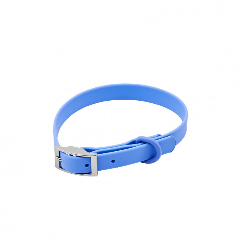 Silicone pet collar with alphabet letters in Navy Blue Lead, front view