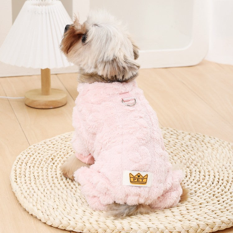 Fleece lined cable knit dog jumpsuit, available in 12 colours, image 2