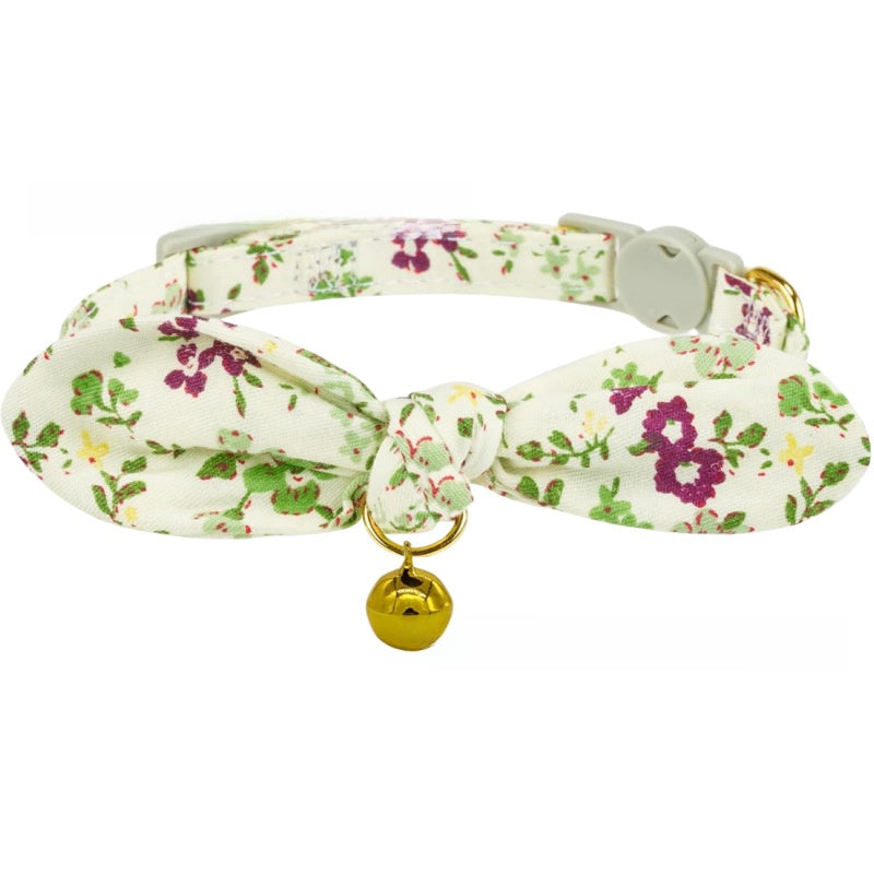 Rabbit ears cotton collar for cats in Check, top view