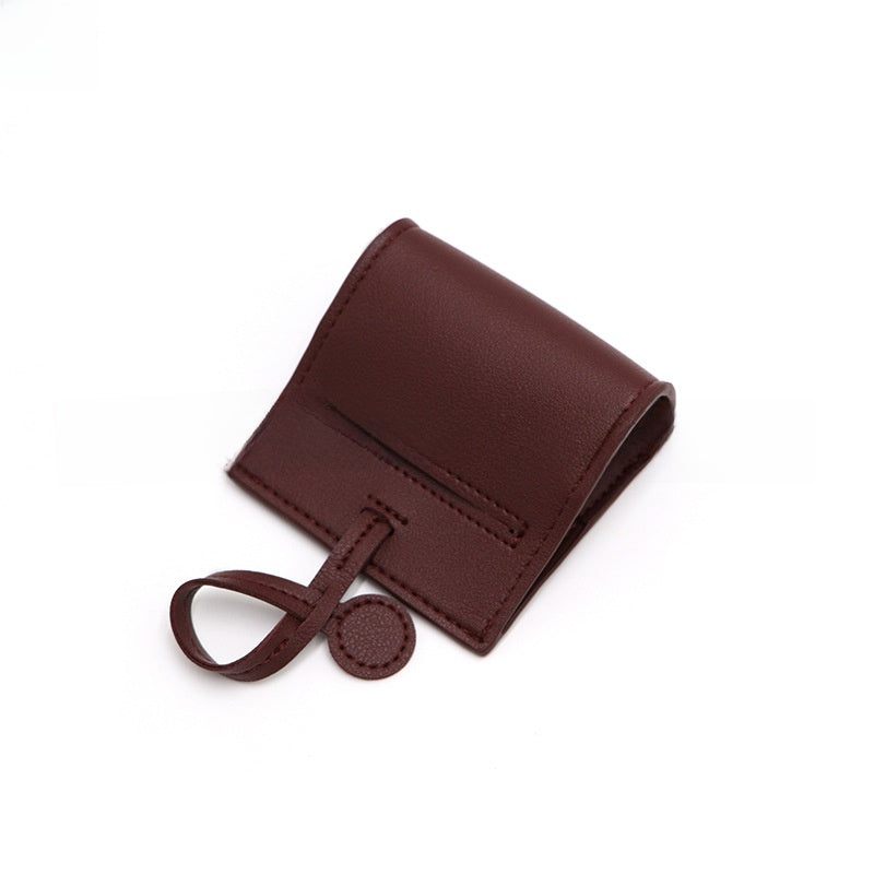 Round faux leather poo bag dispenser with clip, product image 7