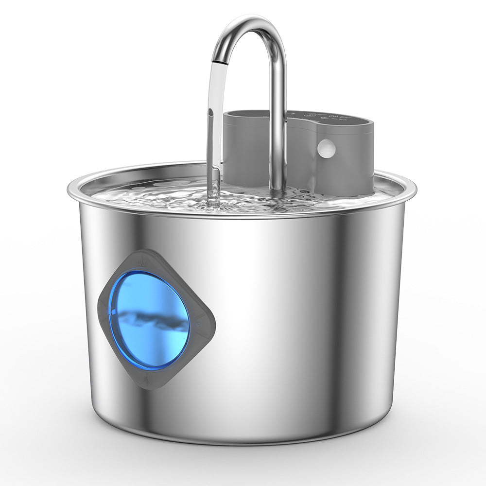 2.2L Stainless Steel Automatic Pet Water Dispenser with Multi-Stage Filter and Quiet Pump