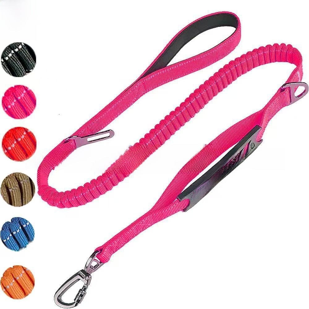 Nylon dog lead with car seat belt clip for large dogs, ideal for everyday use