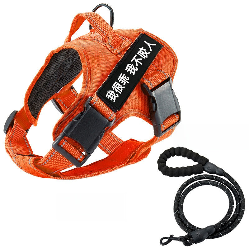 Vest dog harness with braided rope lead set in red, product image 50