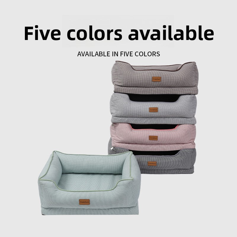 Pink linen pet bed for cats and small dogs