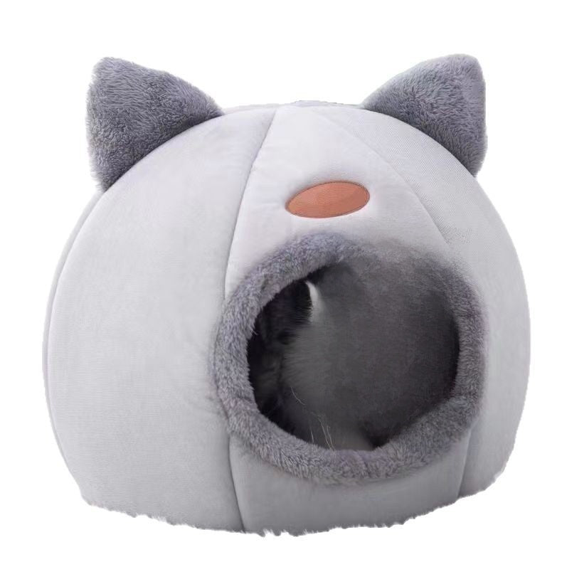 Semi-enclosed grey cat nest with thick sponge walls, photo 3