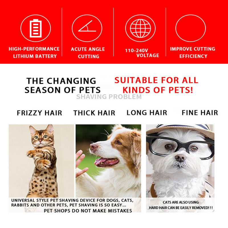 Low Vibration Dog Hair Clippers with Adjustable Comb Lengths