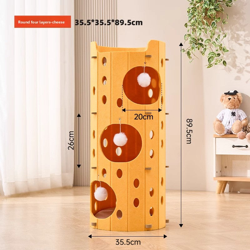 Stackable multi-layer cat condo with scratching boards in 4 Tier, Orange