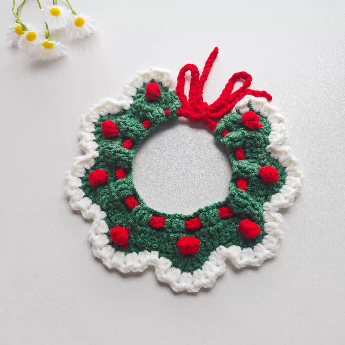 Hand knitted Christmas and floral pet scarf for dogs and cats, image 10