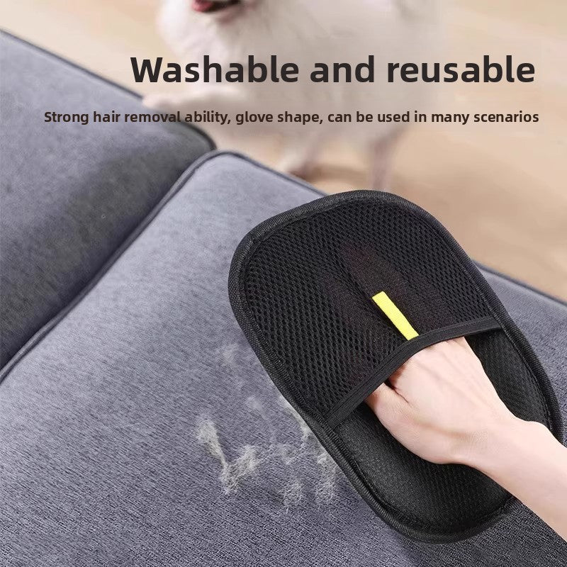 Static pet hair removal glove, ideal for tidying up shed hair