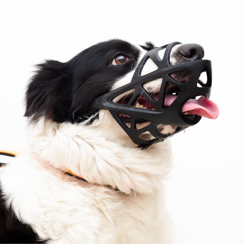 Black breathable TPR basket dog muzzle with buckle straps, product image 2