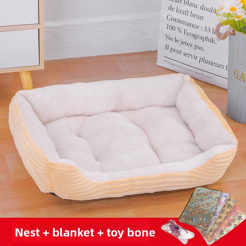 All-season pet bed with blanket and toy bone for cats and dogs, photo 32