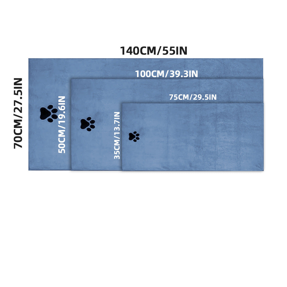 Absorbent pet bath towel for dogs and cats, product detail photo