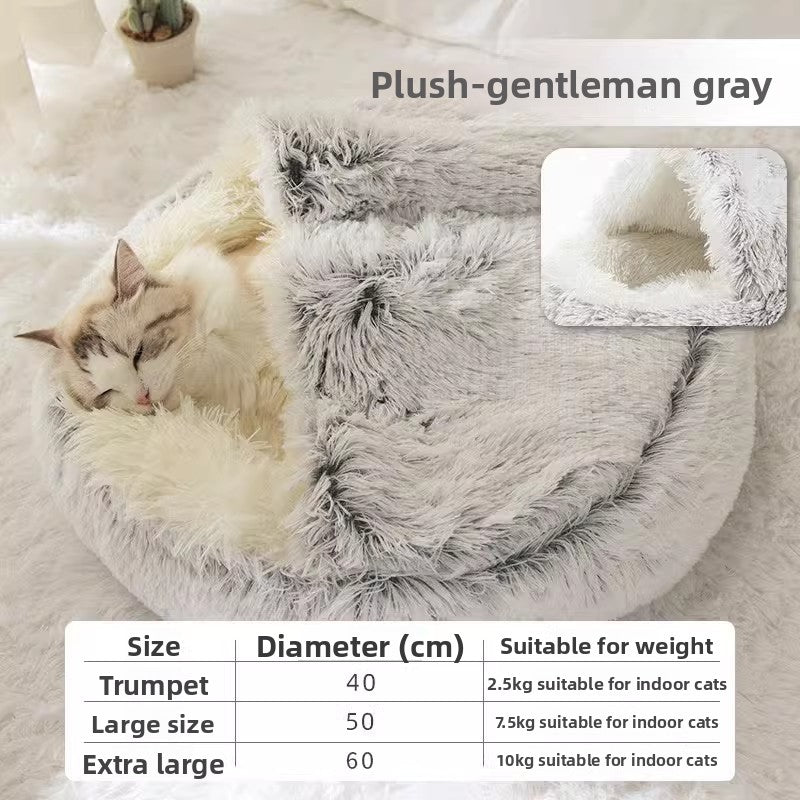 Semi-enclosed plush cat bed, photo 7 of 29
