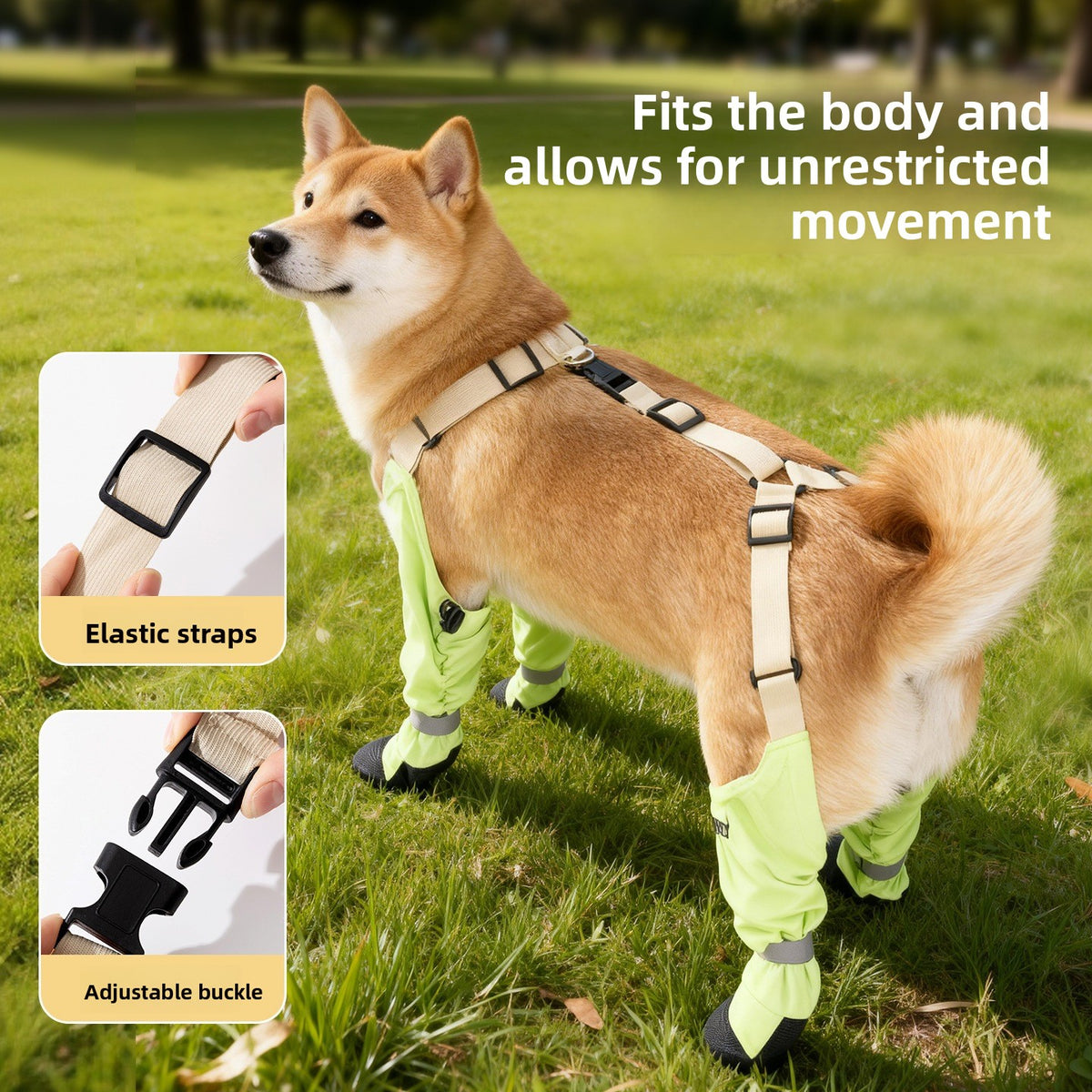 Anti-slip dog shoes with TPE soles and straps, product image 2