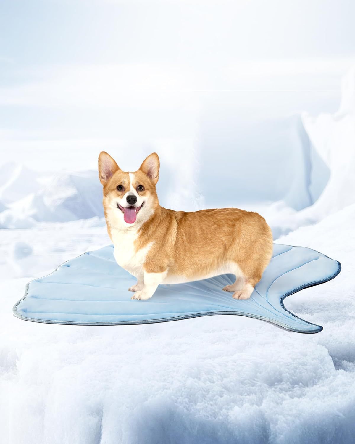Leaf print cooling ice pad for pets, further angle view