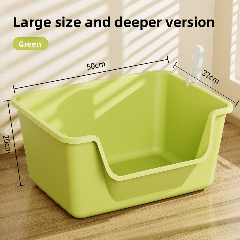 Extra Large Semi-Enclosed Cat Litter Box with Scoop, Thick PP