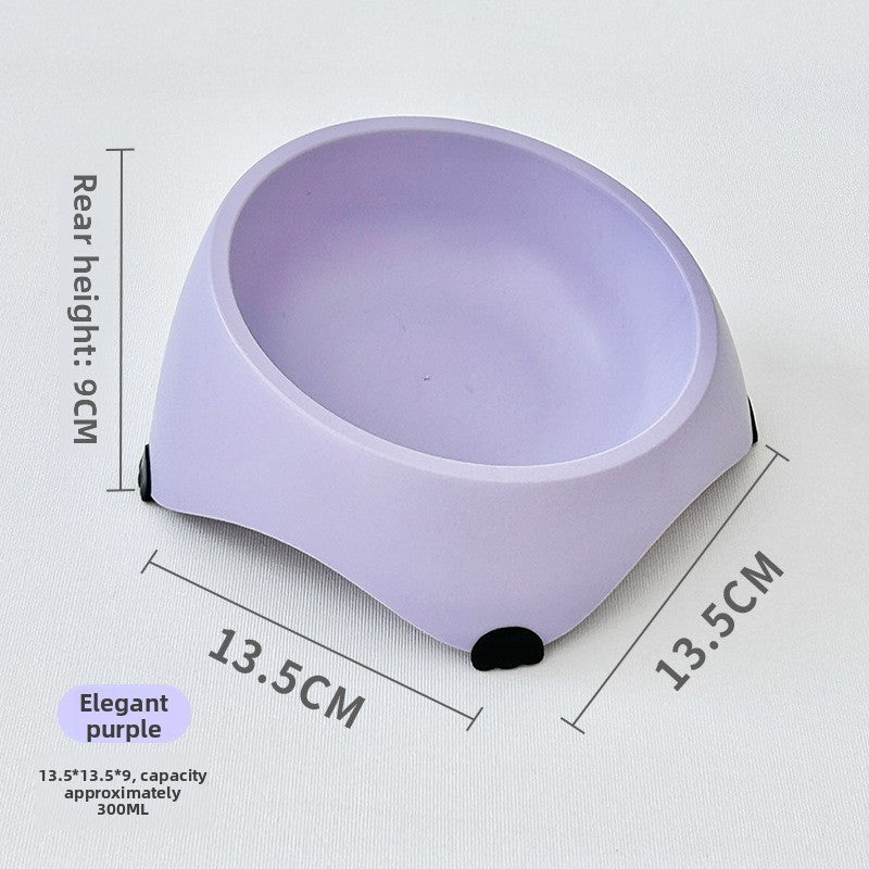 White raised tilted cat bowl with stainless steel dish, view 10