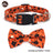 Halloween fabric dog collar with pumpkin print in Yellow Ghost with Bow, side view