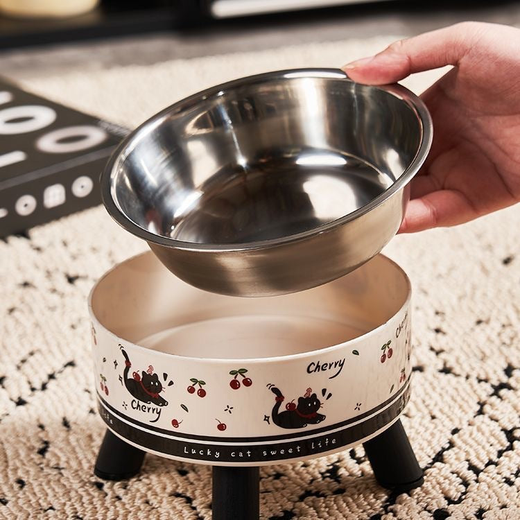 Elevated Pet Food Bowl with Stainless Steel Insert