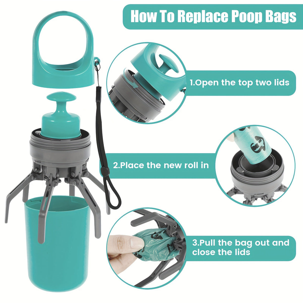 Six-Claw Dog Poop Scooper, Portable Hygienic Waste Picker