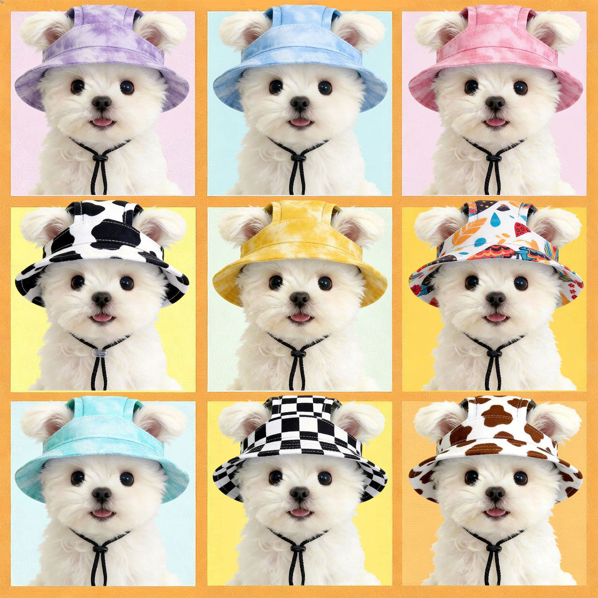 Dog and cat sun bucket hat with ear holes, available in 13 colours, image 1