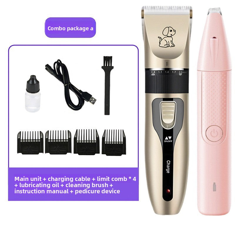 Cordless Pet Clipper Kit with Guide Combs, Scissors and Nail File