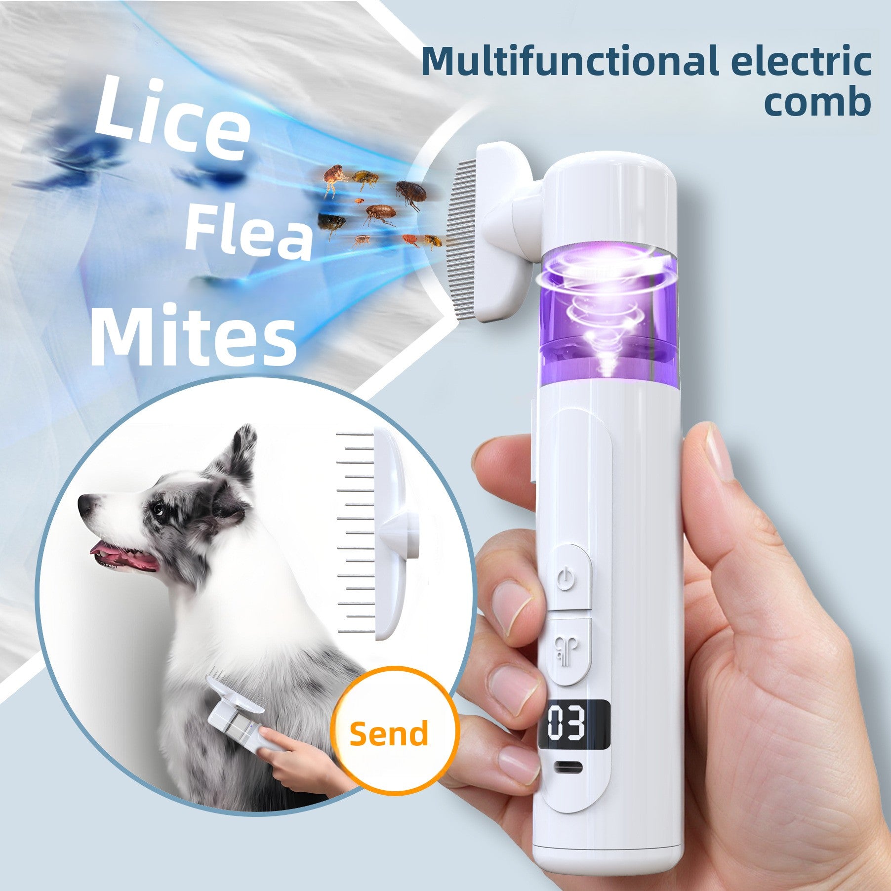 Electric Flea Comb and Detangler, USB Rechargeable Metal Tooth Comb
