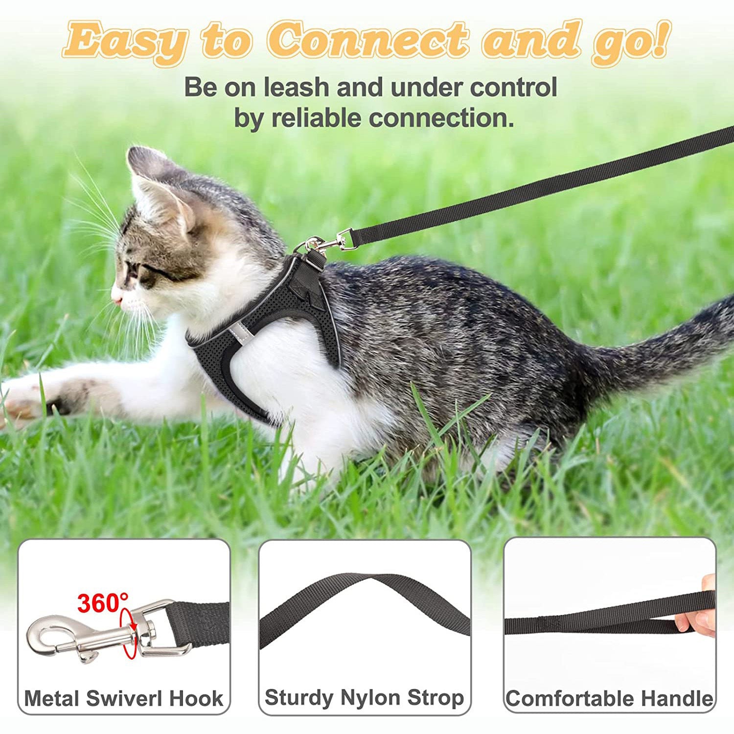 Mesh harnesses for cats and small dogs in eleven colours