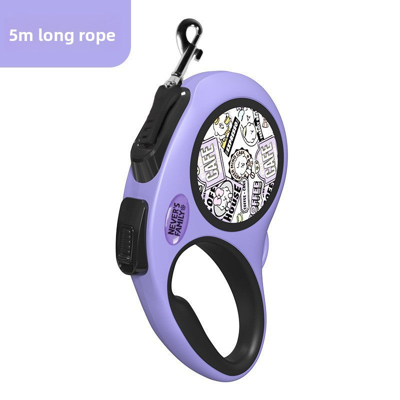 Blue retractable dog lead handle with waste bag roll attached