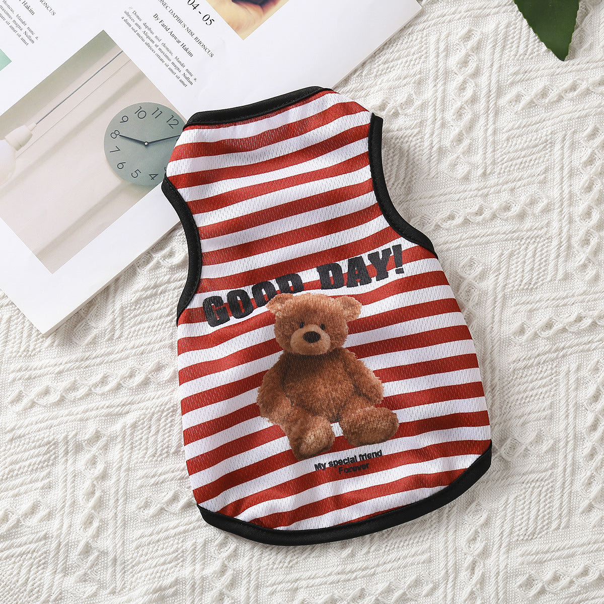 Breathable summer pet vests in plain and striped colours