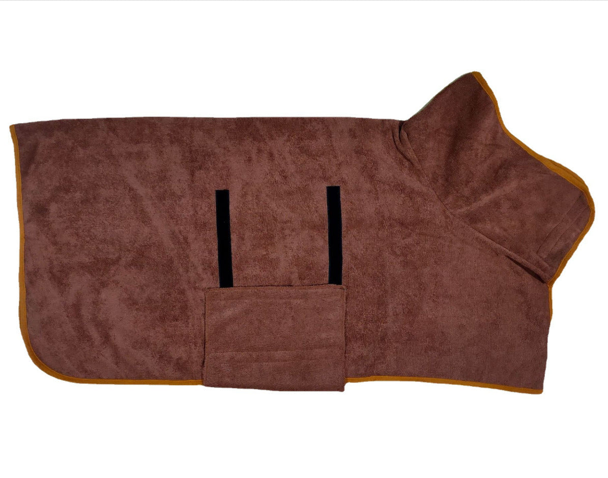 Thick microfibre dog bathrobe with full coverage in Blue, material detail
