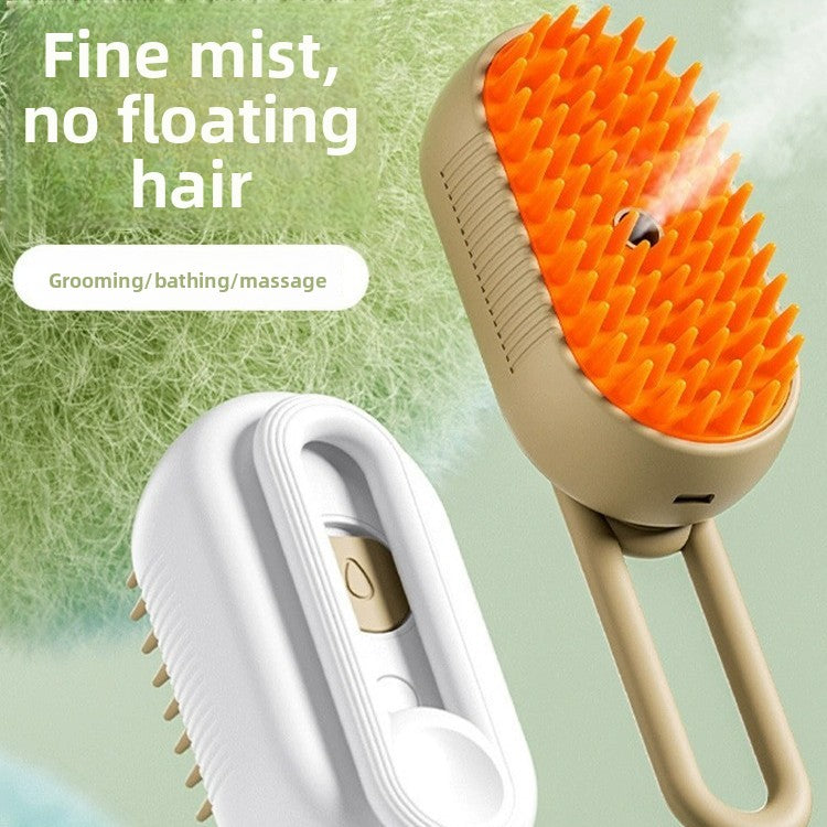 USB Rechargeable Spray Grooming Comb with Silicone Massage Bristles