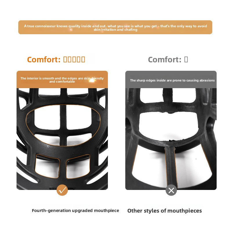 Adjustable silicone basket dog muzzle in black, view 2